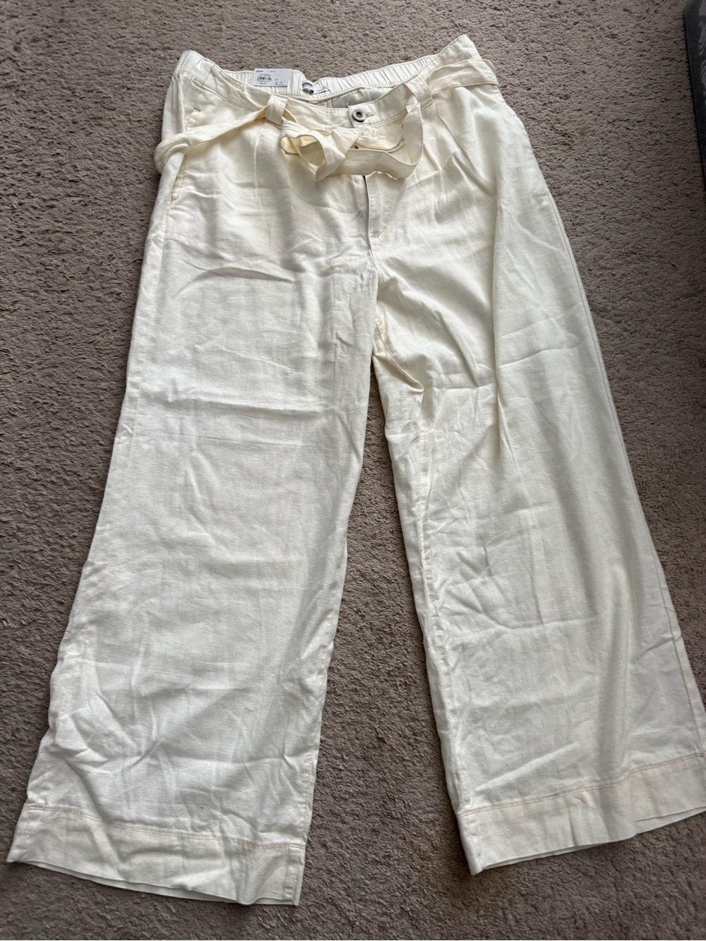 Sonoma Cream Wide-Leg Tie-Waist Pants
